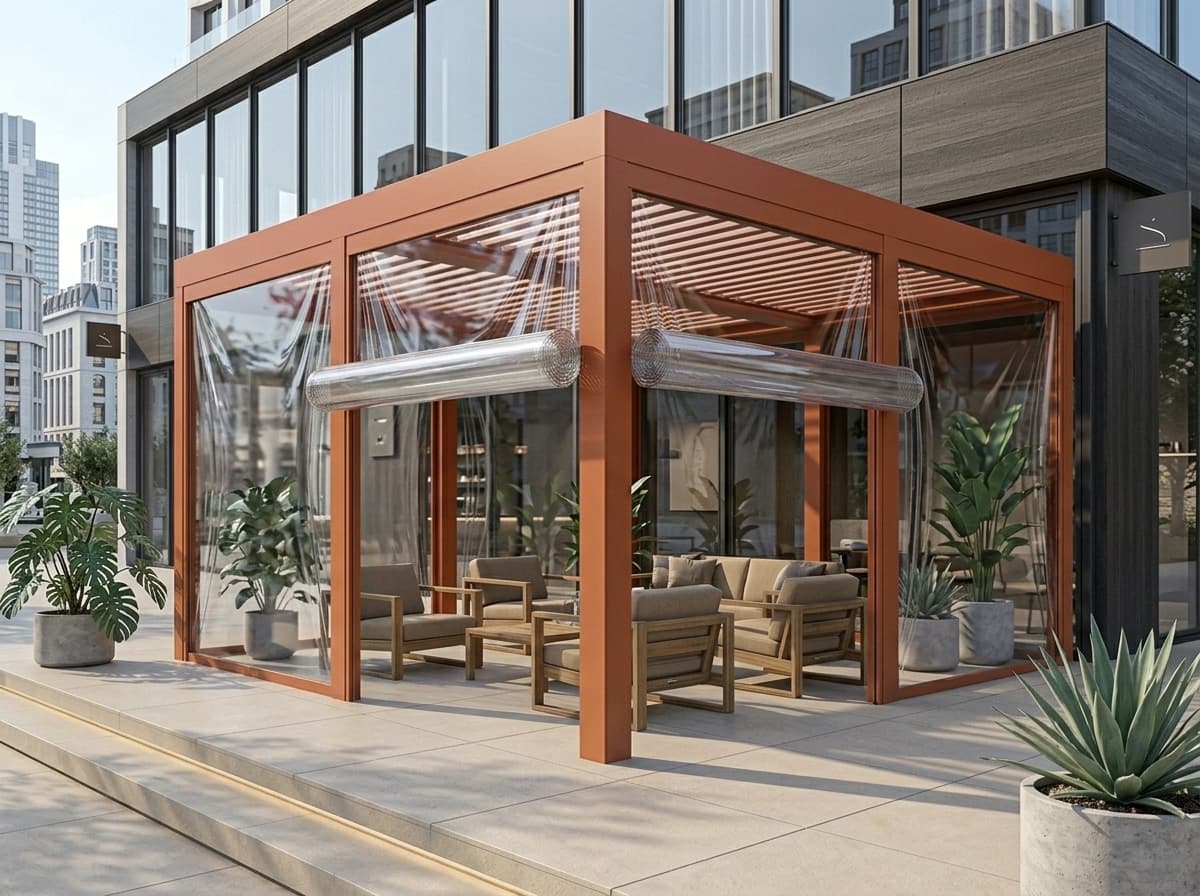 Kış terasını kapatan şeffaf branda uygulaması, İzmir kafe